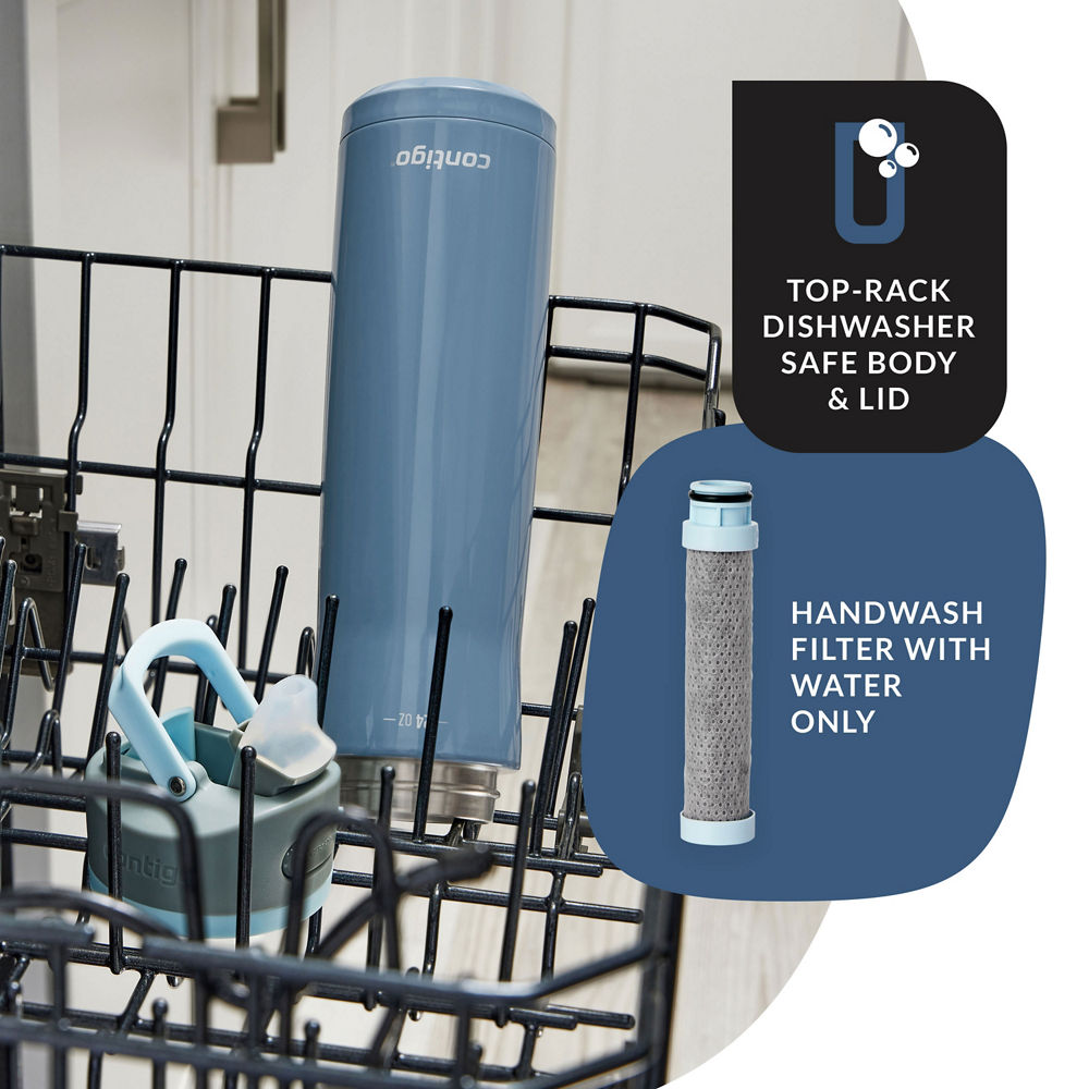 Contigo® Wells Chill Stainless Steel Filter Water Bottle with AUTOSPOUT® Straw Lid and Replacement Filter, 24 Oz.