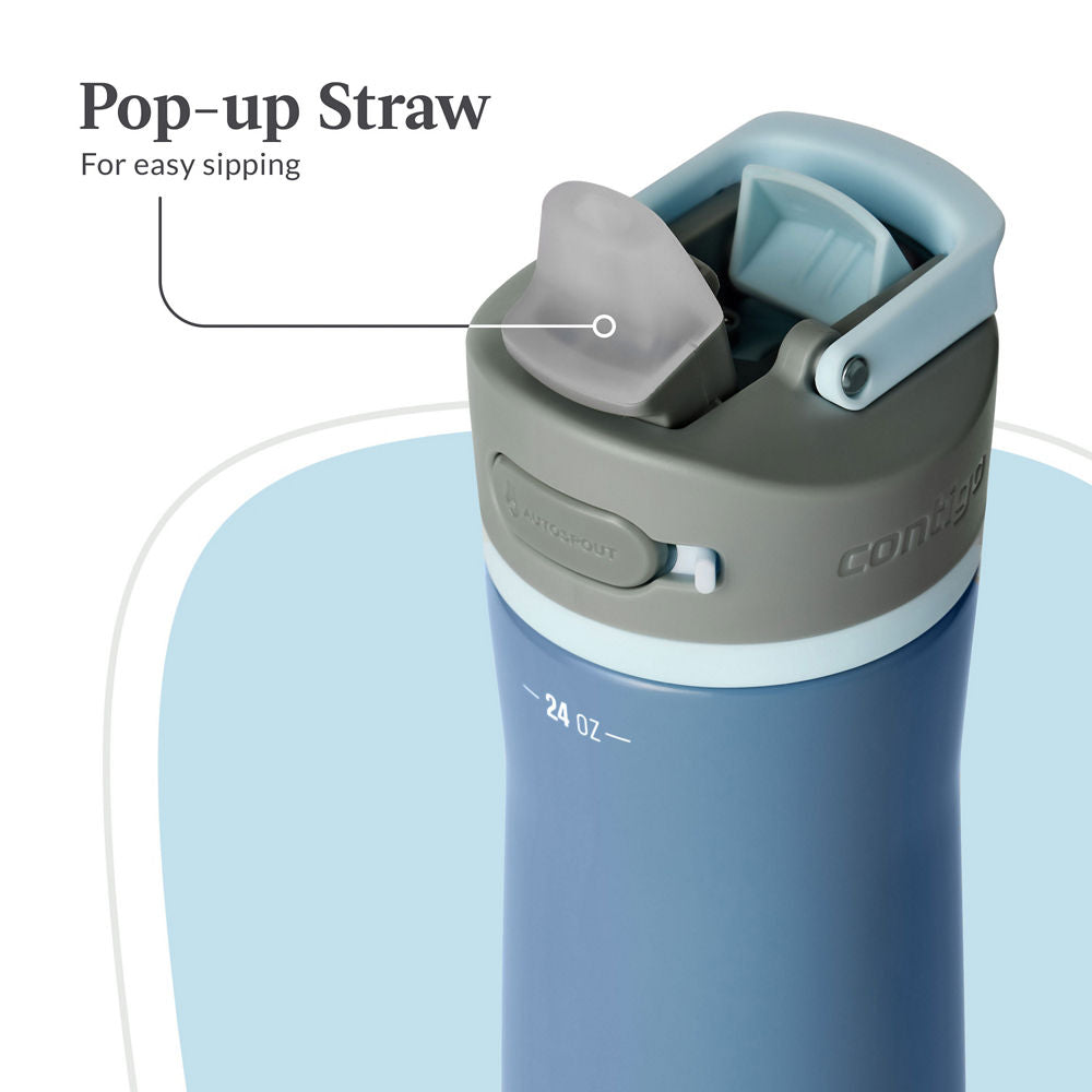 Contigo® Wells Chill Stainless Steel Filter Water Bottle with AUTOSPOUT® Straw Lid and Replacement Filter, 24 Oz.