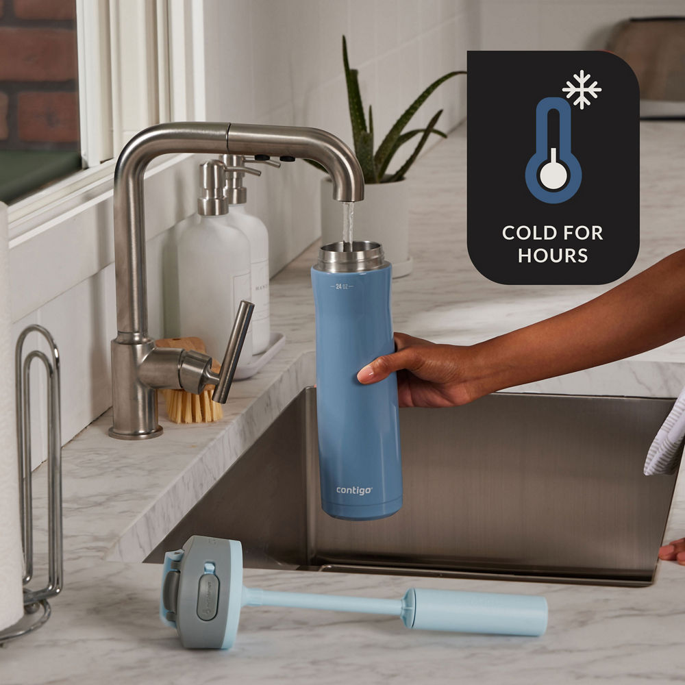 Contigo® Wells Chill Stainless Steel Filter Water Bottle with AUTOSPOUT® Straw Lid and Replacement Filter, 24 Oz.