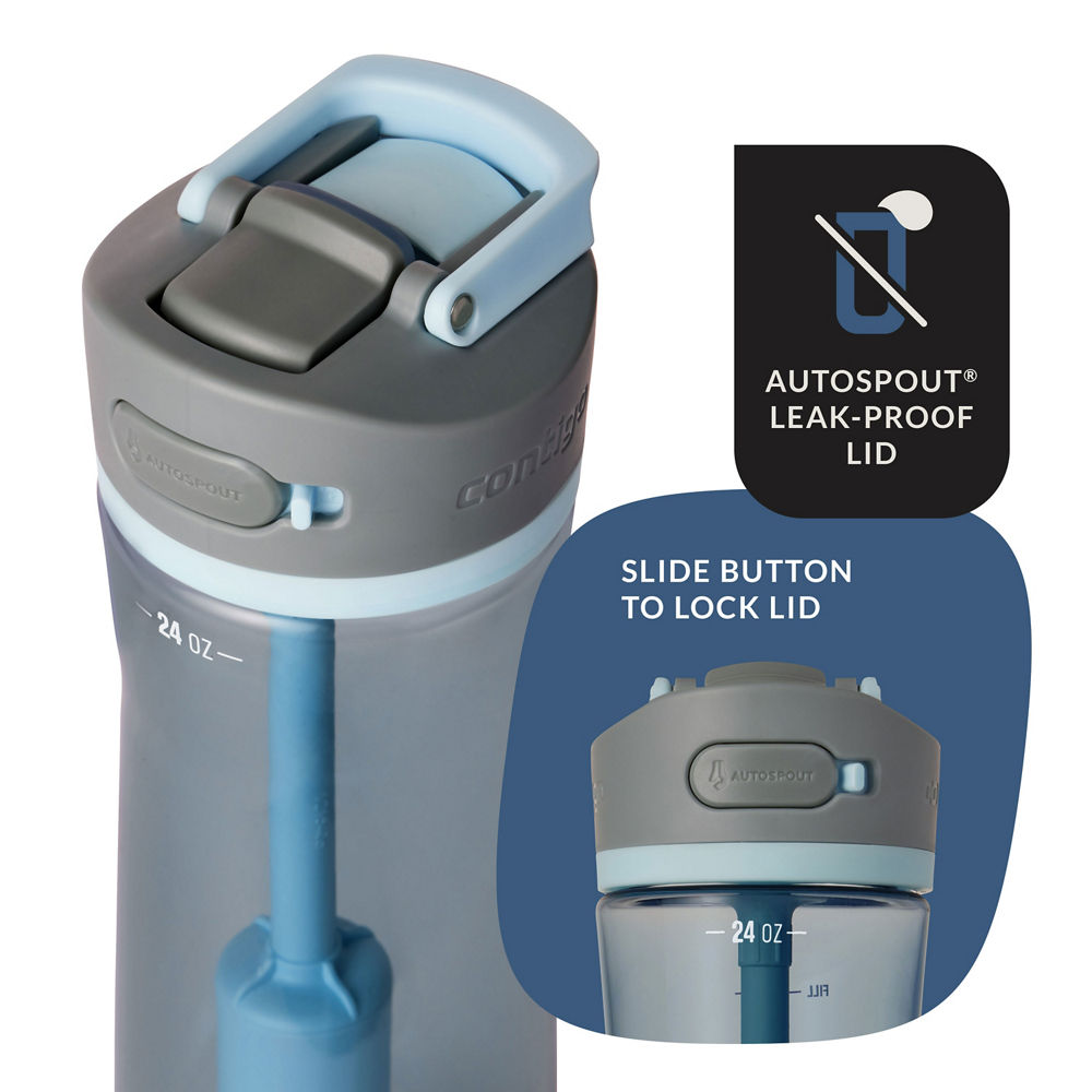Contigo® Wells Plastic Filter Water Bottle with AUTOSPOUT® Straw Lid and Replacement Filter, 24 Oz.
