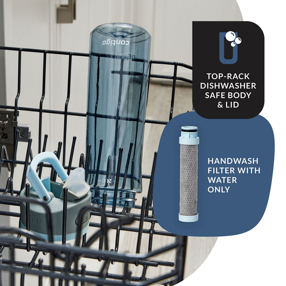 Contigo® Wells Plastic Filter Water Bottle with AUTOSPOUT® Straw Lid and Replacement Filter, 24 Oz.