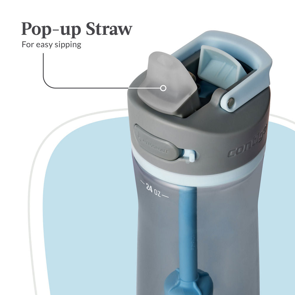 Contigo® Wells Plastic Filter Water Bottle with AUTOSPOUT® Straw Lid and Replacement Filter, 24 Oz.
