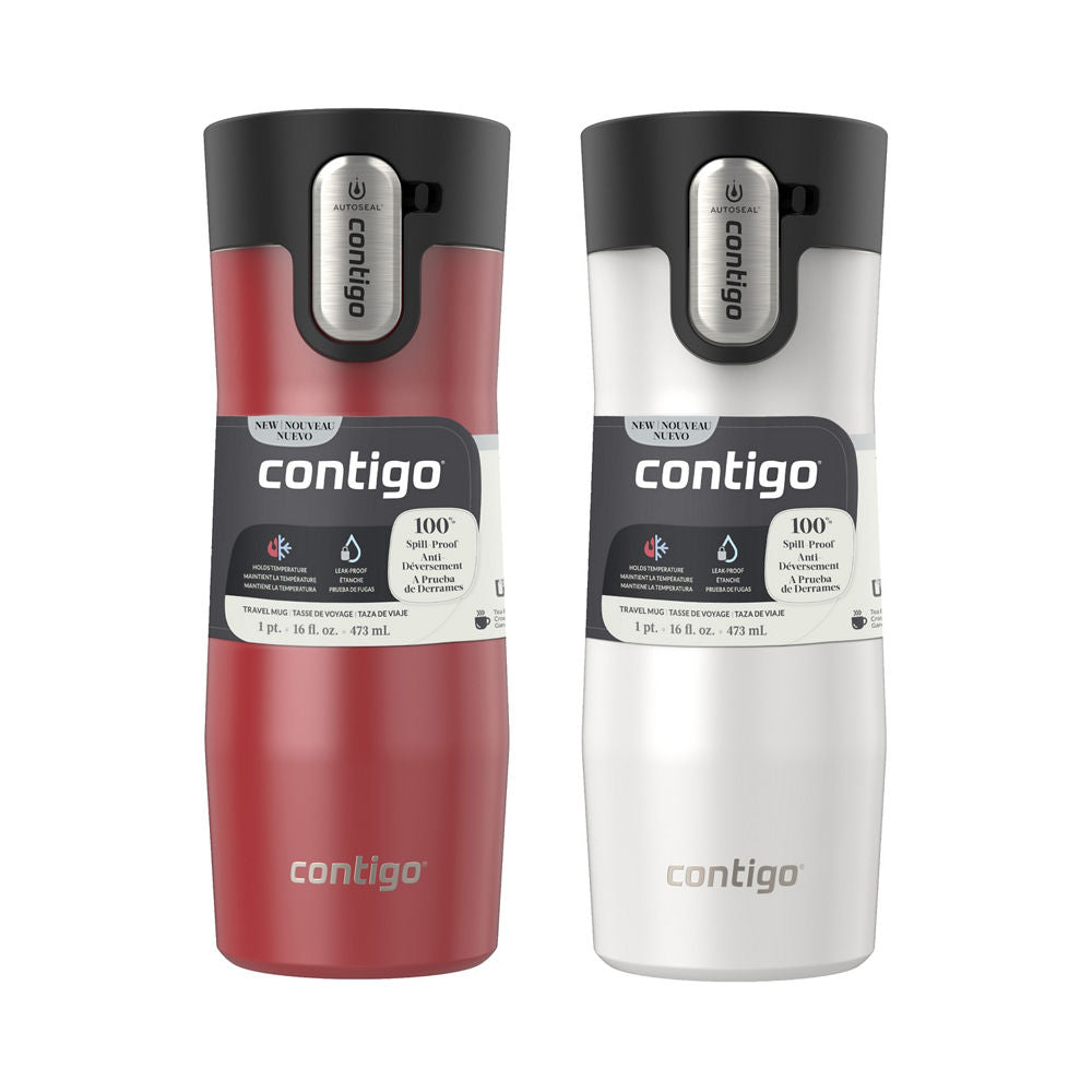 Contigo® West Loop 3.0 Stainless Steel Travel Mug with AUTOSEAL® Lid, 16oz, 2-Pack