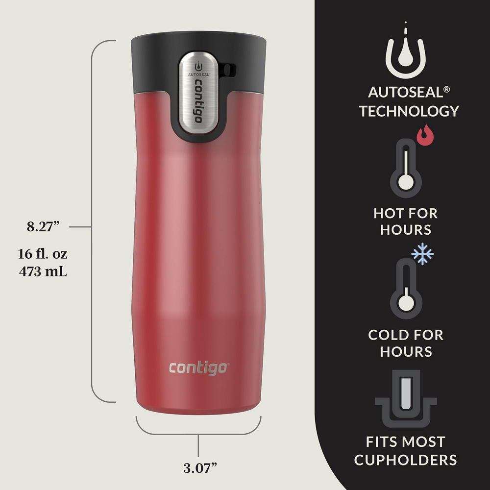 Contigo® West Loop 3.0 Stainless Steel Travel Mug with AUTOSEAL® Lid, 16oz, 2-Pack
