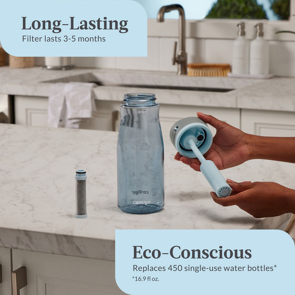 Contigo® Wells Plastic Filter Water Bottle with AUTOSPOUT® Straw Lid, 32 Oz.